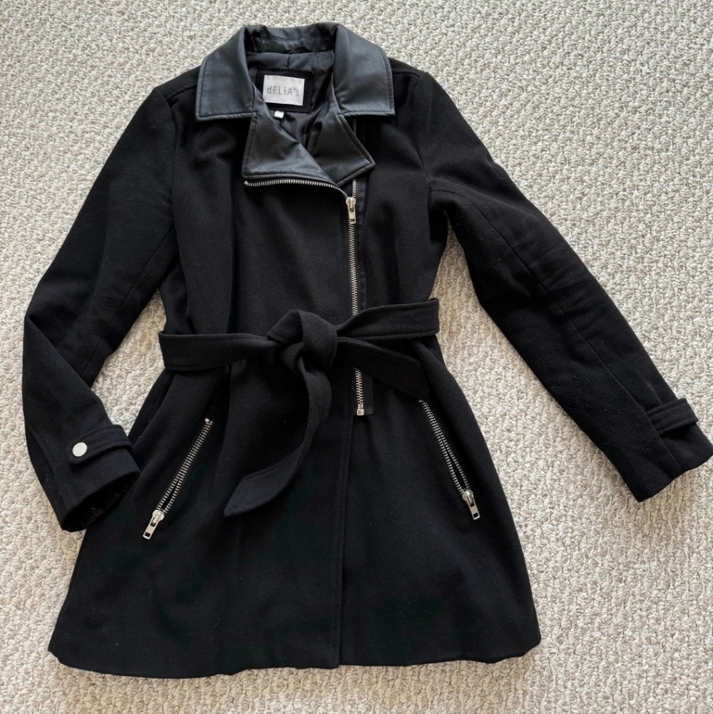 dELiA*s black Pea Coat with Black Collar